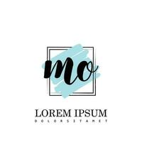 MO Initial Letter handwriting logo with square brush template vector