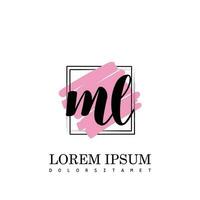 ML Initial Letter handwriting logo with square brush template vector