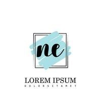 NE Initial Letter handwriting logo with square brush template vector