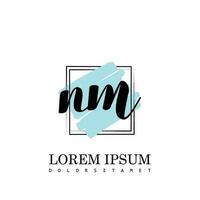 NM Initial Letter handwriting logo with square brush template vector