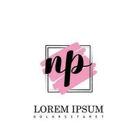 NP Initial Letter handwriting logo with square brush template vector