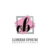 OB Initial Letter handwriting logo with square brush template vector