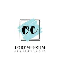 OE Initial Letter handwriting logo with square brush template vector