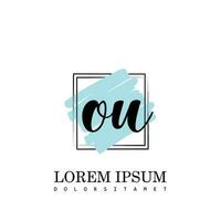 OU Initial Letter handwriting logo with square brush template vector