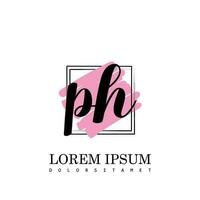 PH Initial Letter handwriting logo with square brush template vector