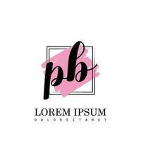 PB Initial Letter handwriting logo with square brush template vector