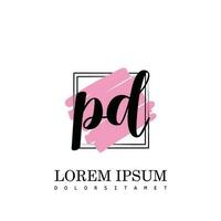 PD Initial Letter handwriting logo with square brush template vector