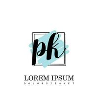 PK Initial Letter handwriting logo with square brush template vector