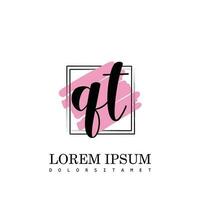 QT Initial Letter handwriting logo with square brush template vector