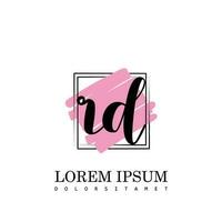 RD Initial Letter handwriting logo with square brush template vector