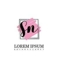 SN Initial Letter handwriting logo with square brush template vector