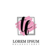 TF Initial Letter handwriting logo with square brush template vector