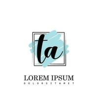 TA Initial Letter handwriting logo with square brush template vector