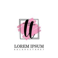 TT Initial Letter handwriting logo with square brush template vector