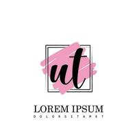 UT Initial Letter handwriting logo with square brush template vector