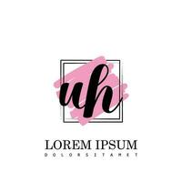 UH Initial Letter handwriting logo with square brush template vector