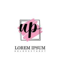 UP Initial Letter handwriting logo with square brush template vector