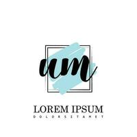 UM Initial Letter handwriting logo with square brush template vector