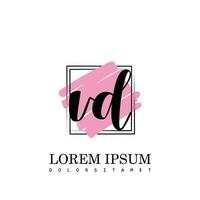 VD Initial Letter handwriting logo with square brush template vector