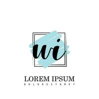 WI Initial Letter handwriting logo with square brush template vector