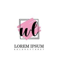 WL Initial Letter handwriting logo with square brush template vector