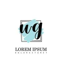 WG Initial Letter handwriting logo with square brush template vector