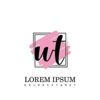 WT Initial Letter handwriting logo with square brush template vector