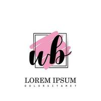 WB Initial Letter handwriting logo with square brush template vector