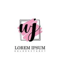 WJ Initial Letter handwriting logo with square brush template vector