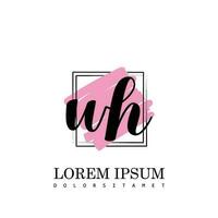 WH Initial Letter handwriting logo with square brush template vector