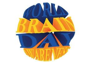 3D Text Design About World Brain Day Quotes vector