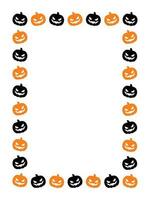 Vertical Rectangle Jack O Lantern Pumpkin Halloween Frame Border Silhouette. Social Media Post Card Template Vector Illustration.