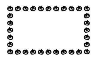 Rectangle Jack O Lantern Pumpkin Halloween Frame Border Silhouette. Social Media Post Card Template Vector Illustration.