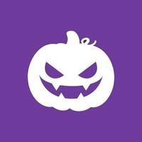 Jack O Lantern Pumpkin silhouette icon, simple flat vector sign. Halloween Trick or Treat holiday symbol, logo illustration.