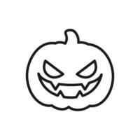 Jack O Lantern Pumpkin line icon, outline vector sign. Halloween Trick or Treat holiday symbol, logo illustration.