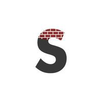 Letter S with Brick Wall logo vector design building company, Creative Initial letter and wall logo template