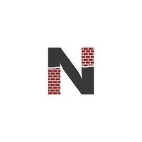 Letter N with Brick Wall logo vector design building company, Creative Initial letter and wall logo template
