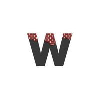 Letter W with Brick Wall logo vector design building company, Creative Initial letter and wall logo template