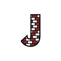 letra j con ladrillo pared logo vector diseño edificio compañía, creativo inicial letra y pared logo modelo