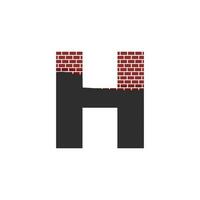 Letter H with Brick Wall logo vector design building company, Creative Initial letter and wall logo template