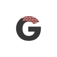 Letter G with Brick Wall logo vector design building company, Creative Initial letter and wall logo template