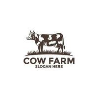 Cow Farm logo design vector template, Livestock logo vector