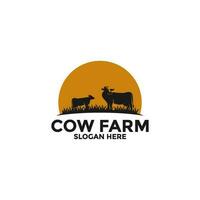 Cow Farm logo design vector template, Livestock logo vector