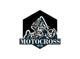 motocross con un jinete en un moto, motocross logo vector ilustración