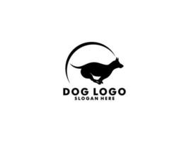 Dog logo vector, simple minimal dog care logo design, silhouette dog logo vector