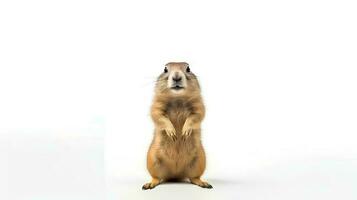 Photo of a prairie dog on white background. Generative AI