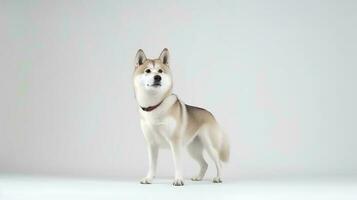 Photo of a shiba inu on white background. Generative AI