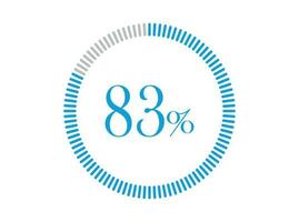 83 Percent Loading. 83 Percent circle diagrams Infographics vector, Percentage ready to use for web design. vector