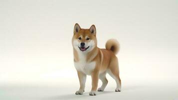 foto de un shiba inu en blanco antecedentes. generativo ai