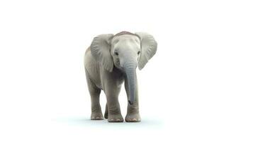 Photo of a elephant on white background. Generative AI